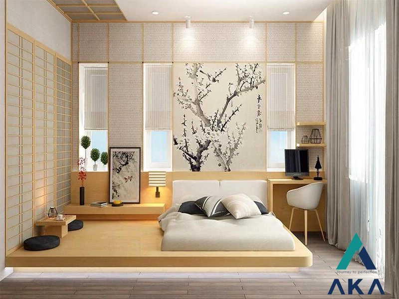 Thiết kế nội thất phòng ngủ kiểu Nhật đơn giản, thanh nhã