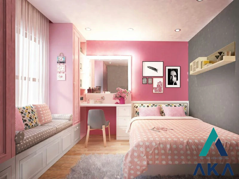 Mẫu nội thất phòng ngủ phong cách Hàn Quốc cho bé gái