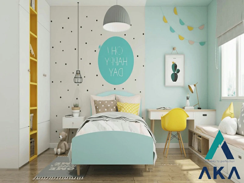 Mẫu phòng ngủ đẹp cho bé gái có họa tiết, màu sắc kích thích sự sáng tạo